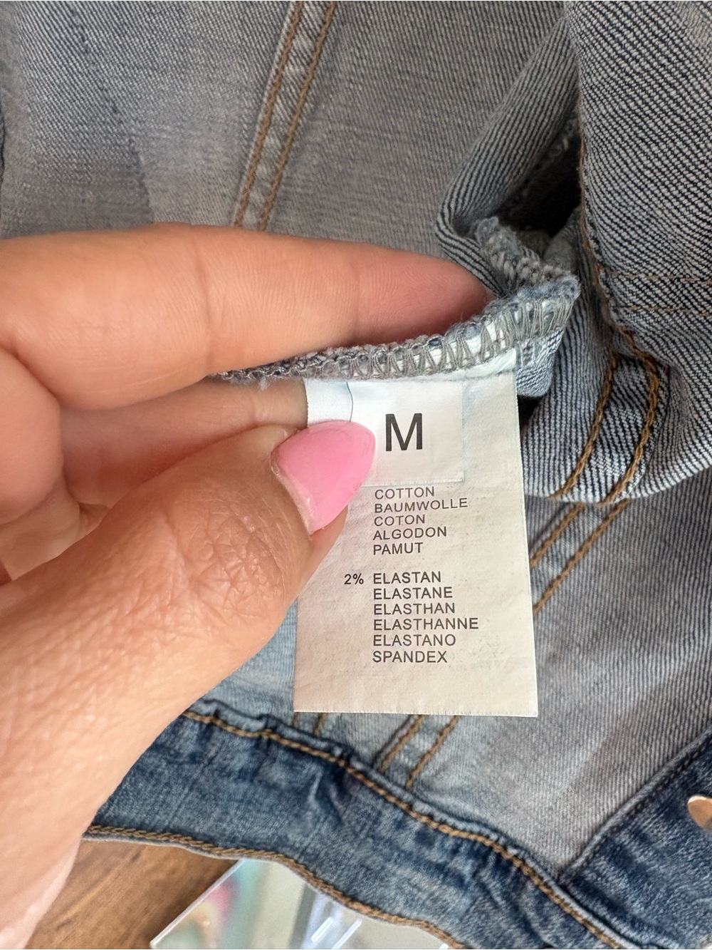 Sequin Angel Wing Embellished Denim Jacket Women’s M Distressed Trucker - Picture 6 of 7
